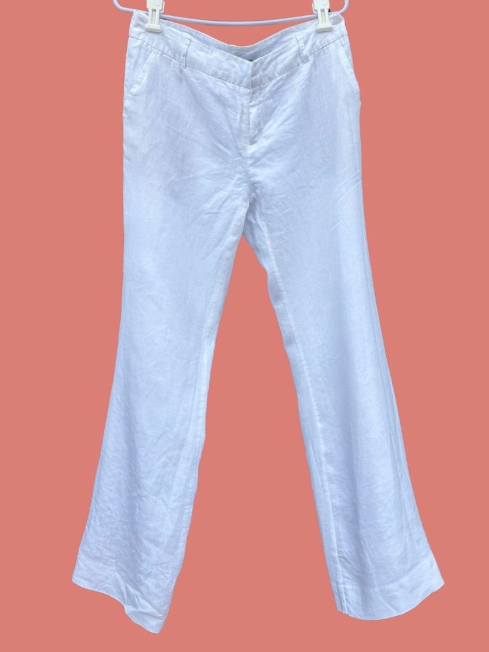Cynthia Rowley bright white Linen Boot-Cut Pants 〡Lined 〡Size 6